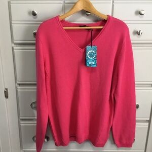 NWT NVO Knit V Neck Sweater in Sorbet XL